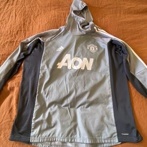 adidas Manchester United Men’s Grey and Dark Grey Performance Hoodie Jacket